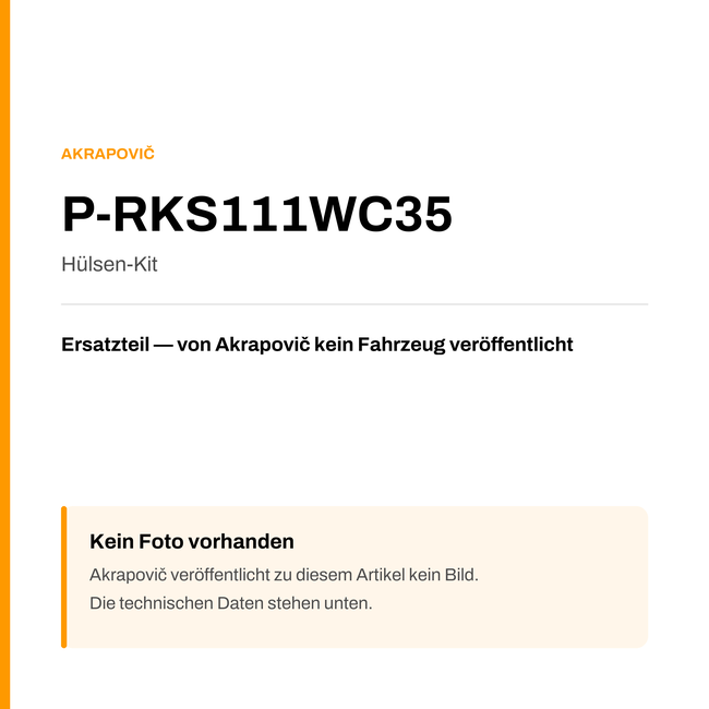 Akrapovic Hülsen-Kit P-RKS111WC35 — Platzhalter, kein Herstellerfoto verfügbar