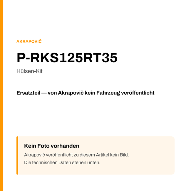 Akrapovic Hülsen-Kit P-RKS125RT35 — Platzhalter, kein Herstellerfoto verfügbar