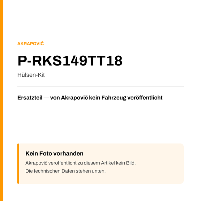 Akrapovic Hülsen-Kit P-RKS149TT18 — Platzhalter, kein Herstellerfoto verfügbar