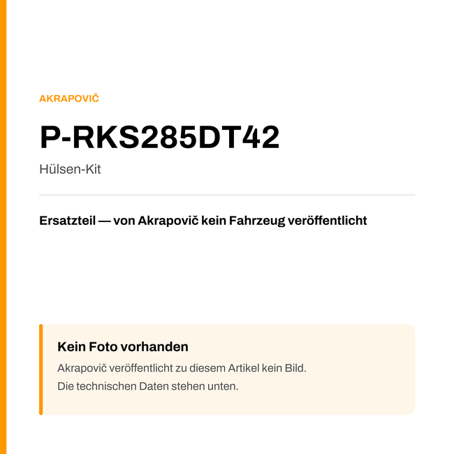 Akrapovic Hülsen-Kit P-RKS285DT42 — Platzhalter, kein Herstellerfoto verfügbar