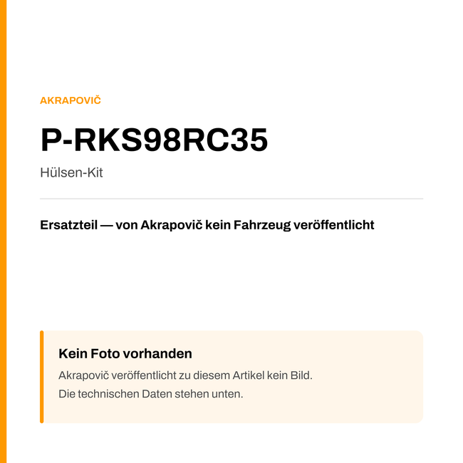 Akrapovic Hülsen-Kit P-RKS98RC35 — Platzhalter, kein Herstellerfoto verfügbar