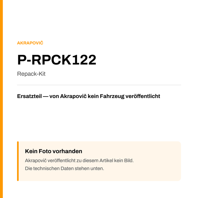 Akrapovic Repack-Kit P-RPCK122 — Platzhalter, kein Herstellerfoto verfügbar