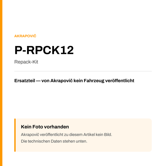 Akrapovic Repack-Kit P-RPCK12 — Platzhalter, kein Herstellerfoto verfügbar