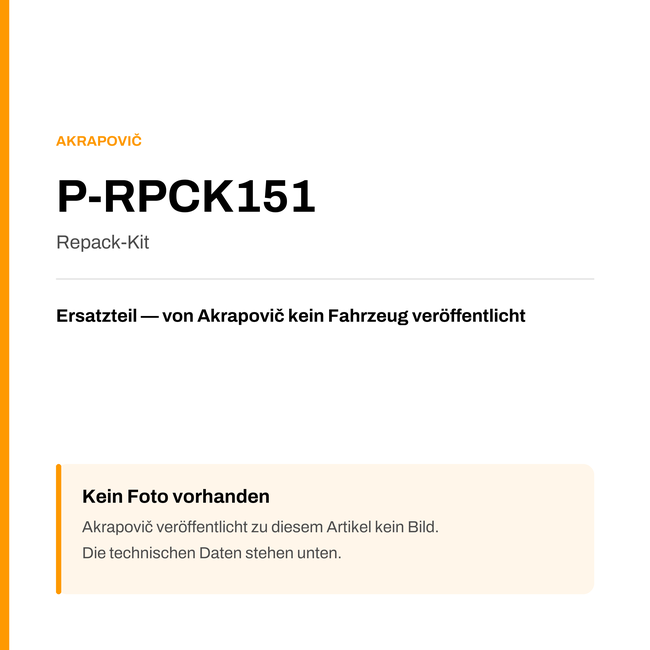 Akrapovic Repack-Kit P-RPCK151 — Platzhalter, kein Herstellerfoto verfügbar