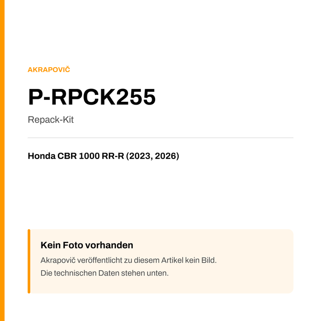 Akrapovic Repack-Kit Honda CBR 1000 RR-R (23-26) P-RPCK255 — Platzhalter, kein Herstellerfoto verfügbar