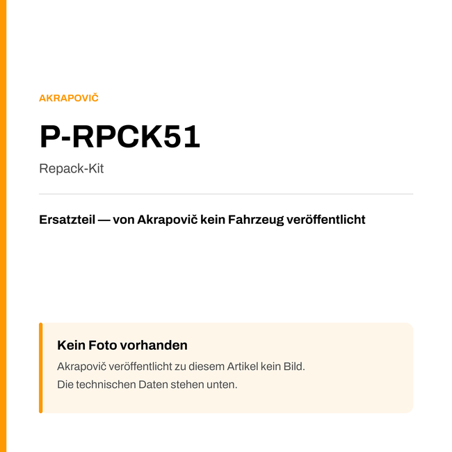 Akrapovic Repack-Kit P-RPCK51 — Platzhalter, kein Herstellerfoto verfügbar