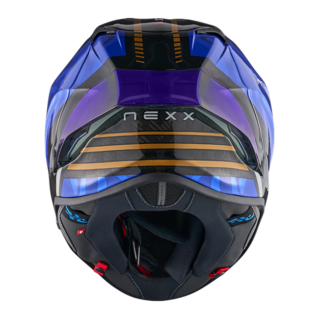 Nexx X.R3R Kask Swirl Karbon Koyu Mavi Altın 01XR323489126 