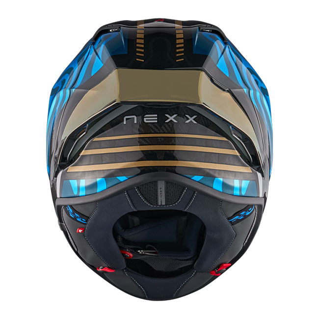 Nexx X.R3R Kask Swirl Karbon Gökyüzü Mavisi Altın 01XR323489780 
