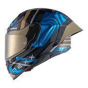 Nexx X.R3R Kask Swirl Karbon Gökyüzü Mavisi Altın 01XR323489780 