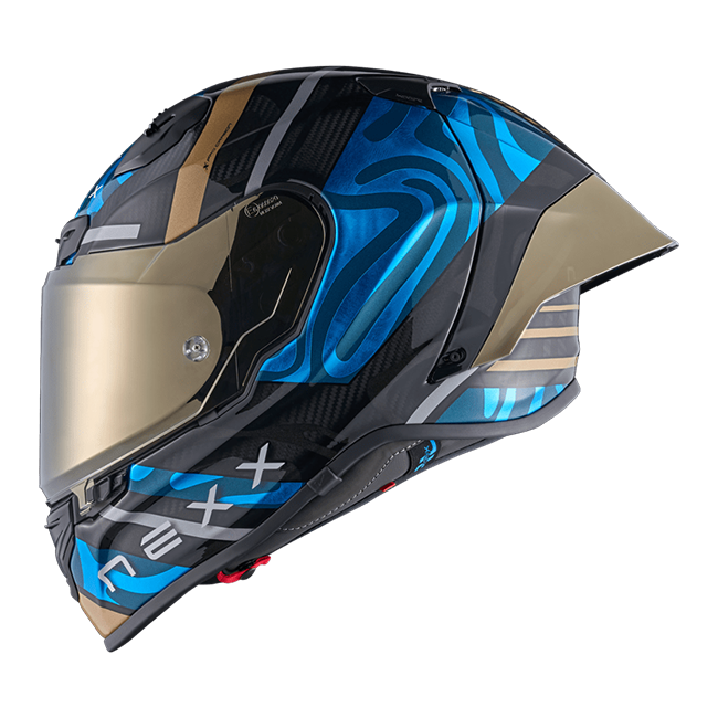 Nexx X.R3R Kask Swirl Karbon Gökyüzü Mavisi Altın 01XR323489780 