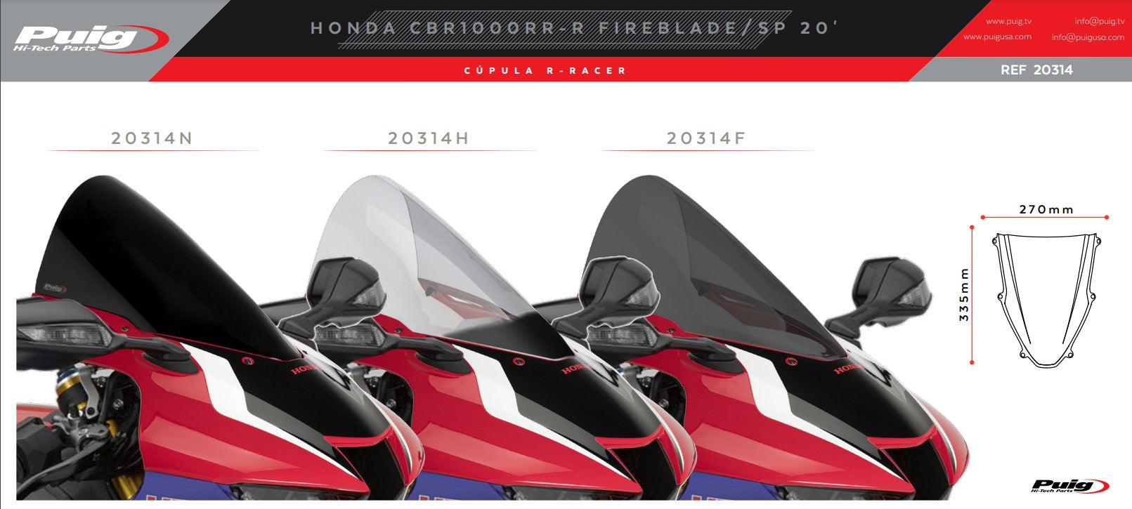 Puig R-Racer Ön Cam Honda CBR 1000 RR-R SC82 (20-26) 20314 