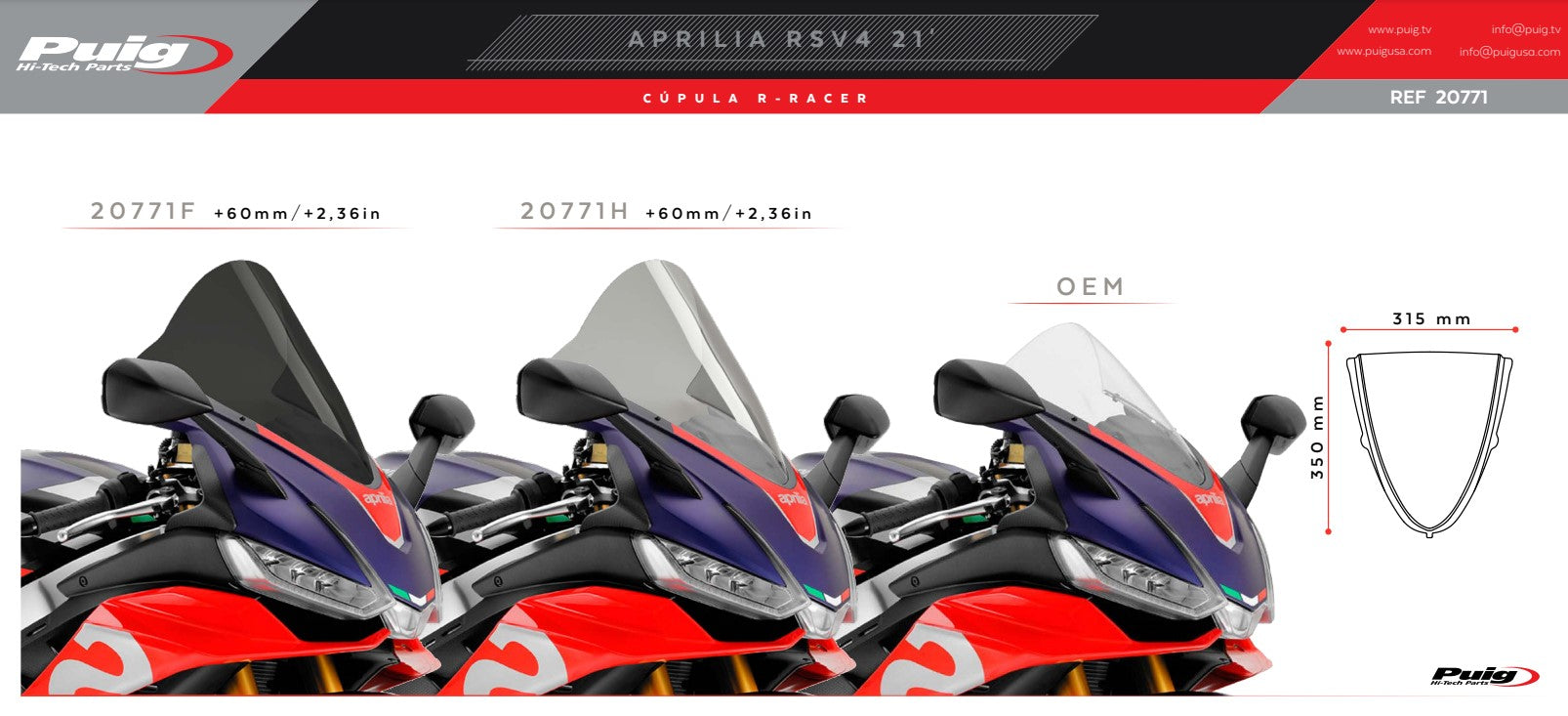 Puig R-Racer Ön Cam Aprilia RSV4/RR/1100 Factory (21-26) 20771 