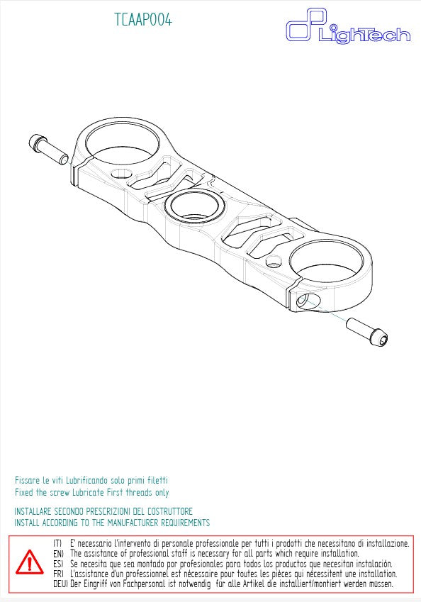Gabel köprüsü (ÜST) LighTech Aprilia RSV4/Factory/R (09-14) TCAAP004NER 