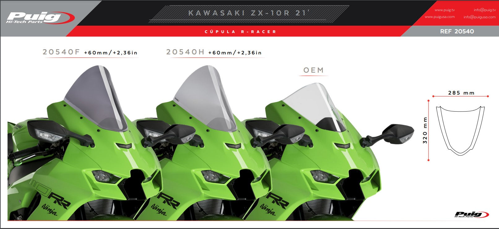 Puig R-Racer Ön Cam Kawasaki ZX-10R/RR (21-26) 20540 
