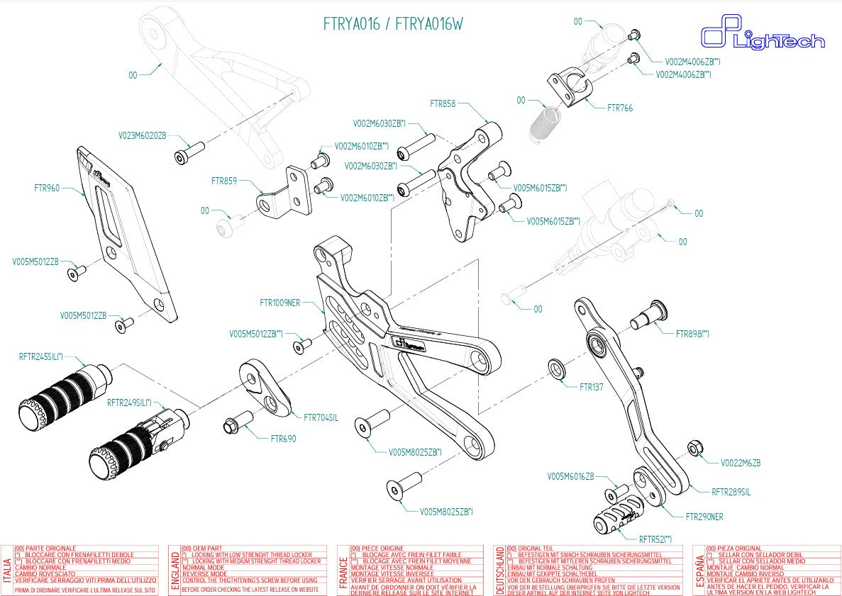 LighTech Fren Sistemi Yamaha YZF-R1/M RN32, RN49 & RN65 (15-26) FTRYA016 