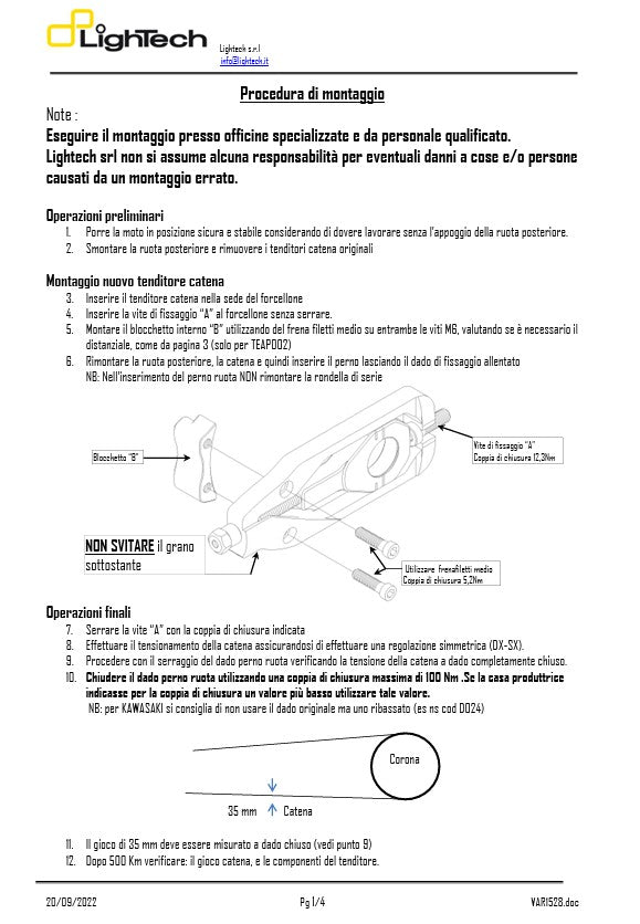 Zincir gergisi LighTech BMW S1000RR K67 (19-26) TEBM003 