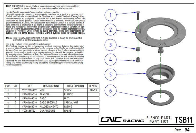 CNC Racing Ducati Panigale V4/S/R (25-26) için Yakıt Filtresi TSB11 