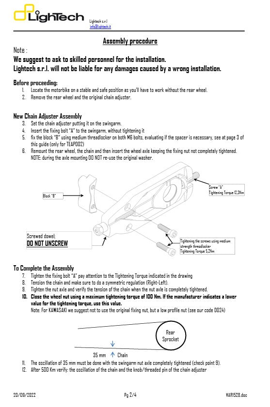 LighTech Zincir Gergisi Yamaha YZF-R1/M RN65 (20-26) TEYA005 