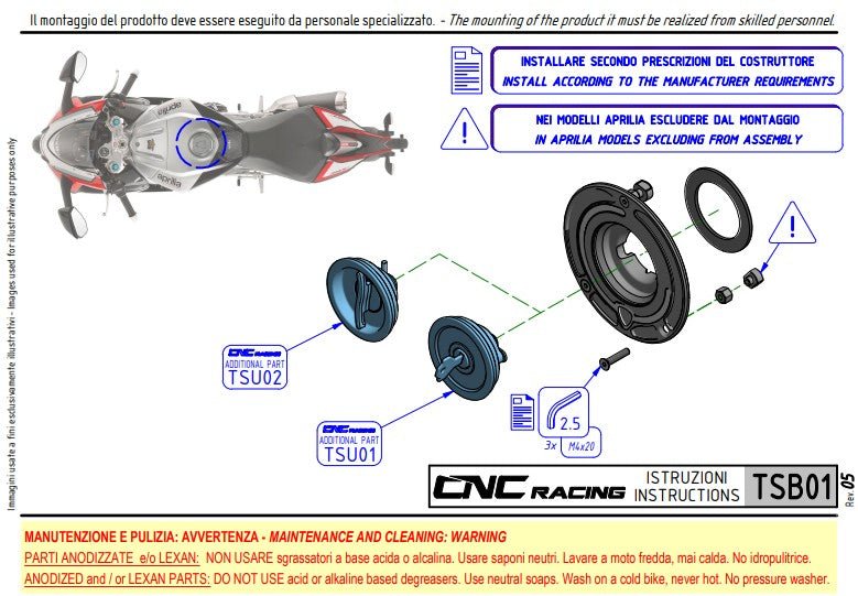 Ducati Panigale V4/S/R (25-26) TSB01 CNC Yarış Karbon Flanşlı Depo Kapağı 