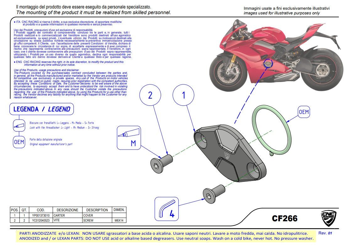 Ateşleme kapağı / Zamanlama Kontrol Kapağı Troy Bayliss Sınırlı Üretim CNC Yarış Ducati Panigale V4/S (25-26) CF266TB 
