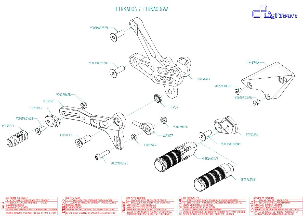 LighTech Fren sistemi Kawasaki ZX-10 R/RR (16-20) FTRKA006/W 