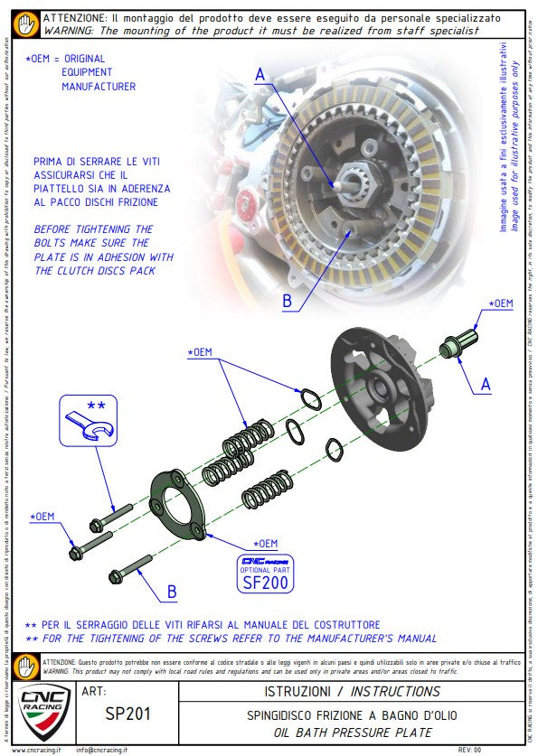 Ducati Panigale V4/S (25-26) SP201 CNC Yarış Baskı Plakası 