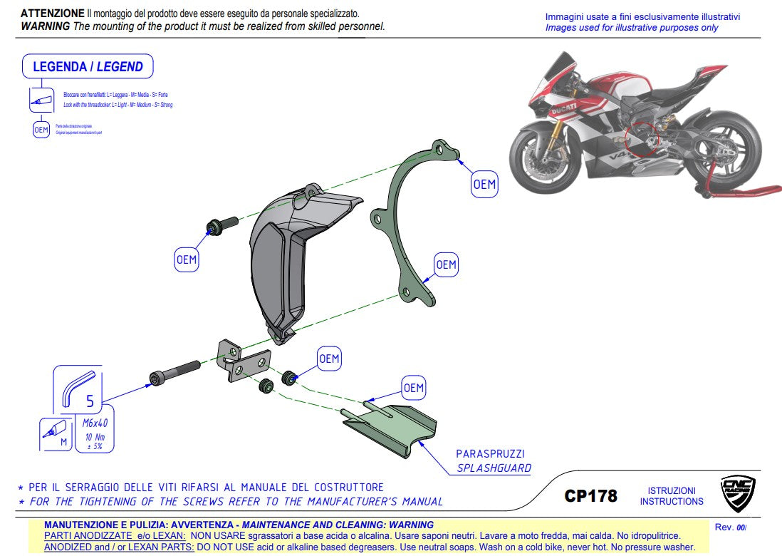 Ducati Panigale V4/S/R (25-26) CP178 için CNC Racing Alüminyum Dişli Kapağı 