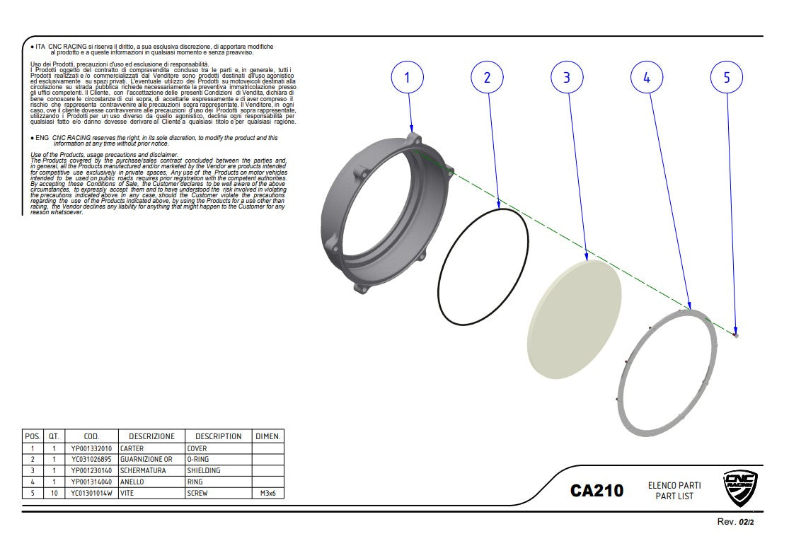 Şeffaf Debriyaj Kapağı Pramac Racing Sınırlı Üretim CNC Racing Ducati Panigale V4/S (25-26) CA210PR 