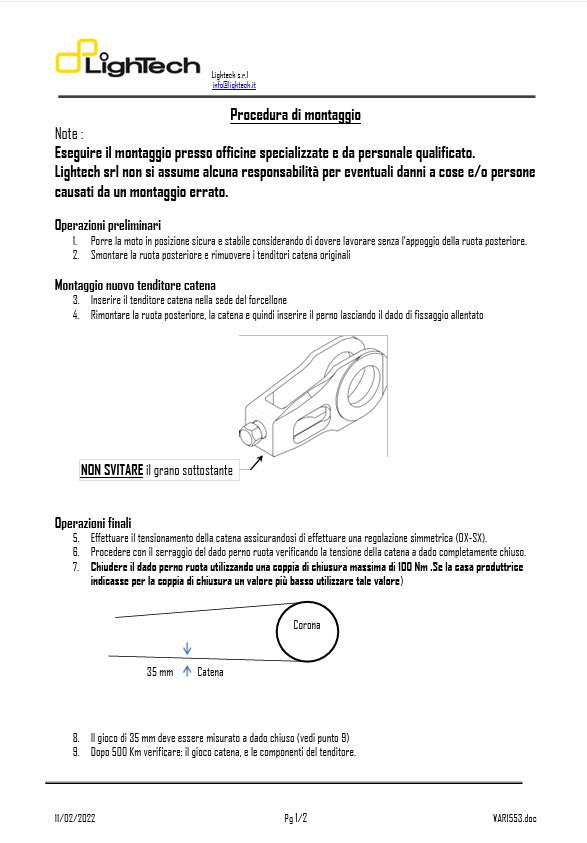 Zincir gergisi LighTech Yamaha R6 RJ11, RJ15 (06-16) TEY608 