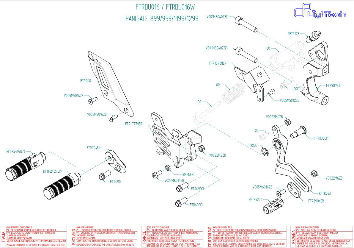 LighTech geri dönüş anahtarı sistemi Ducati Panigale 1299/S (15-18) FTRDU016/W 