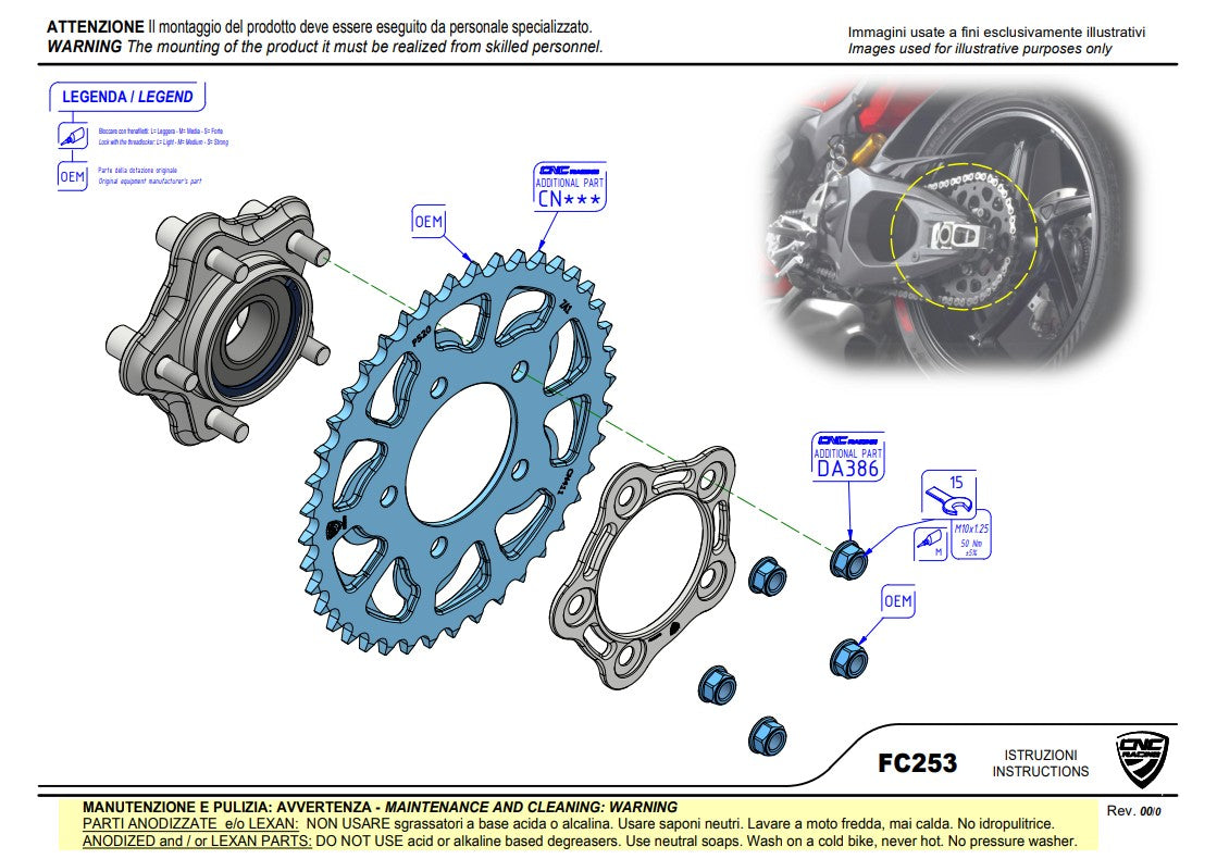 Ducati Panigale V4/S/R için CNC Racing Zincir Dişlisi Taşıyıcı (25-26) FC253 