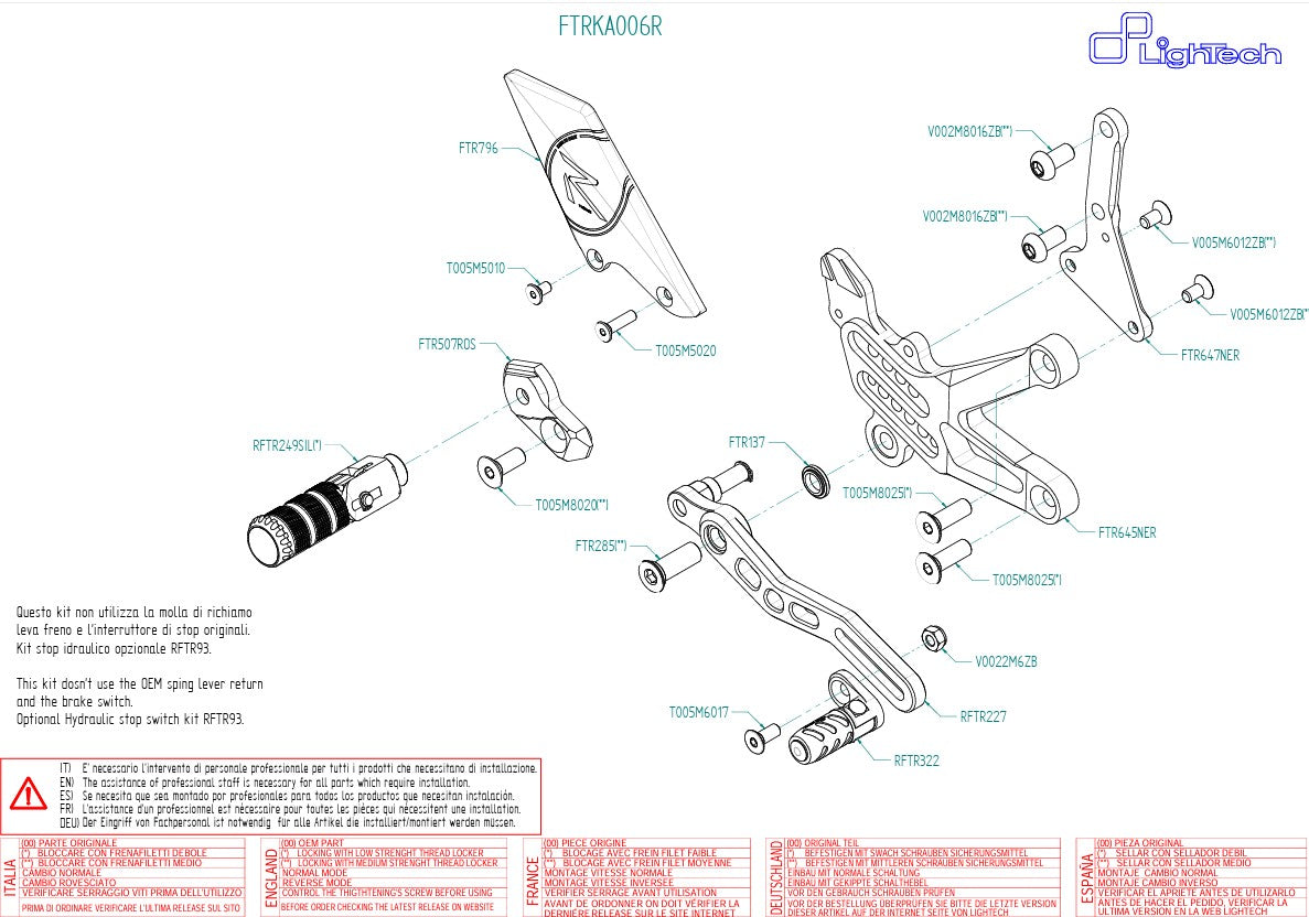 Fren sistemi R LighTech Kawasaki ZX-10 R/RR (16-20) FTRKA006R 