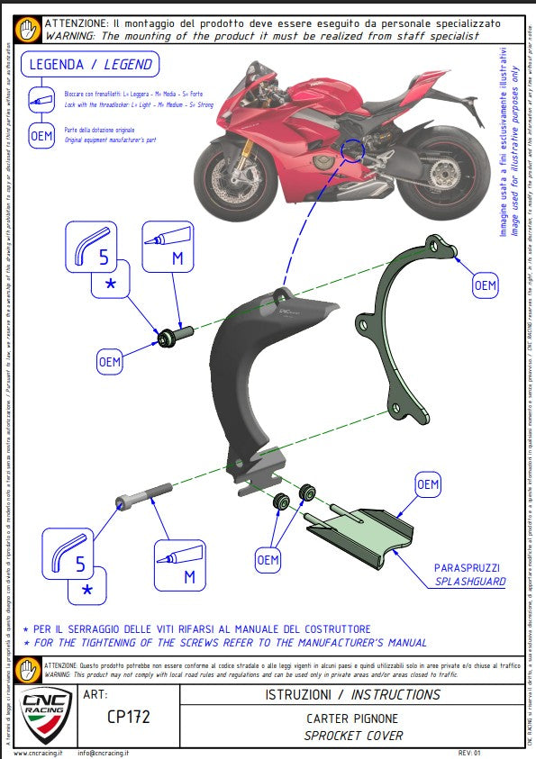 Ducati Panigale V4/S/R (25-26) için CNC Racing Alüminyum Dişli Kapağı CP172 