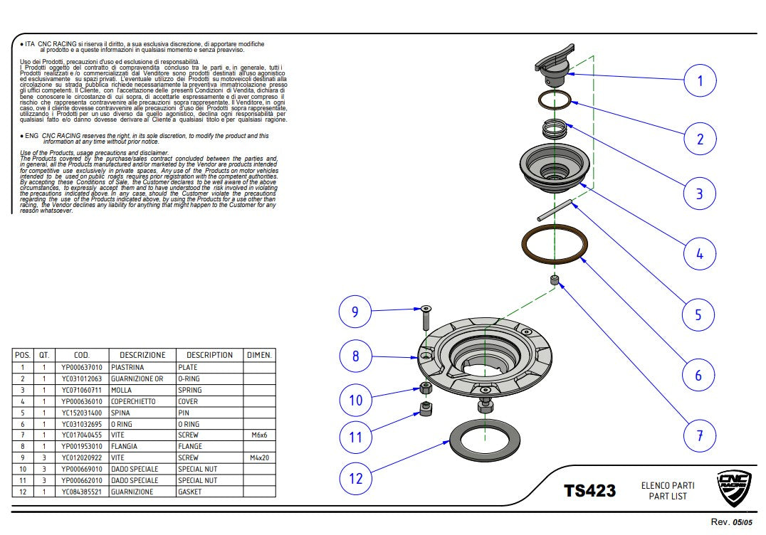 Pramac Racing Sınırlı Üretim CNC Yarış Tank Kapağı Ducati Panigale V4/S/R (25-26) TS423PR 