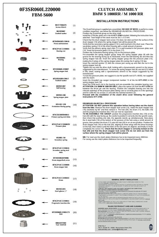 STM Kuru Debriyaj Kiti BMW S1000RR K67 (19-26) KTT-2700 