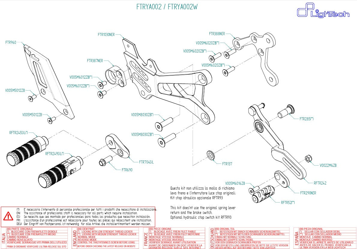 LighTech Fren sistemi Yamaha YZF-R6 RJ11 RJ15 (06-16) FTRYA002 