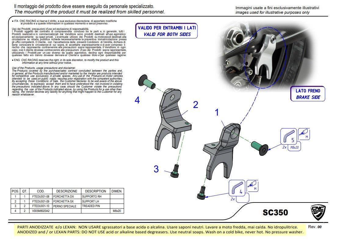 CNC Racing Ducati Panigale V4/S/R (25-26) SC350 için Standart Montajları 