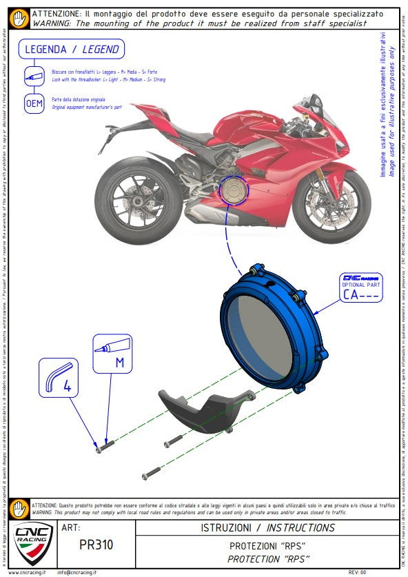 Alüminyum Debriyaj Koruyucu Kapağı CNC Yarış Ducati Panigale V4/S (25-26) PR310 
