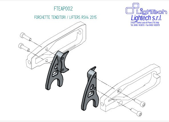 LighTech zincir gergileri için destek montajları TEAP003 Aprilia RSV4/RR/RF/1100 Factory (15-20) FTEAP002SIL 