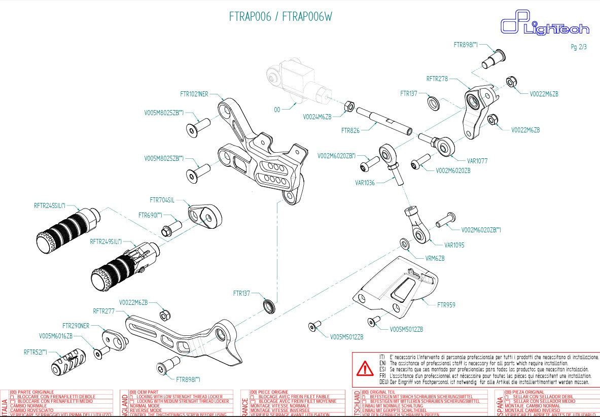 LighTech Ayak Fren Sistemi Ters Vites Aprilia RSV4/RF/RR/1100 Factory (17-26) FTRAP006/W 