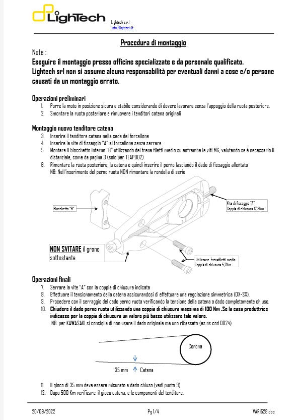 LighTech Zincir Gergisi Yamaha YZF-R1/M RN65 (20-26) TEYA005 