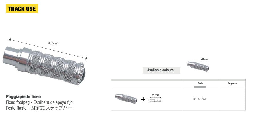 LighTech Yedek Ayaklık Track-Use sabit 85,5 mm – Gümüş/Siyah | RFTR318 