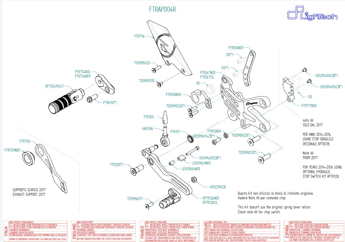 Fren sistemi R LighTech Aprilia RSV4/Factory/R/RR/RF (09-16) FTRAP004R 