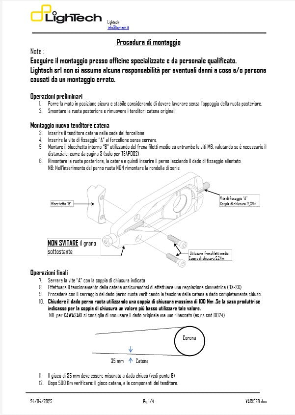 LighTech Kettenspanner BMW S1000RR K46 (09-18) TEBM002 