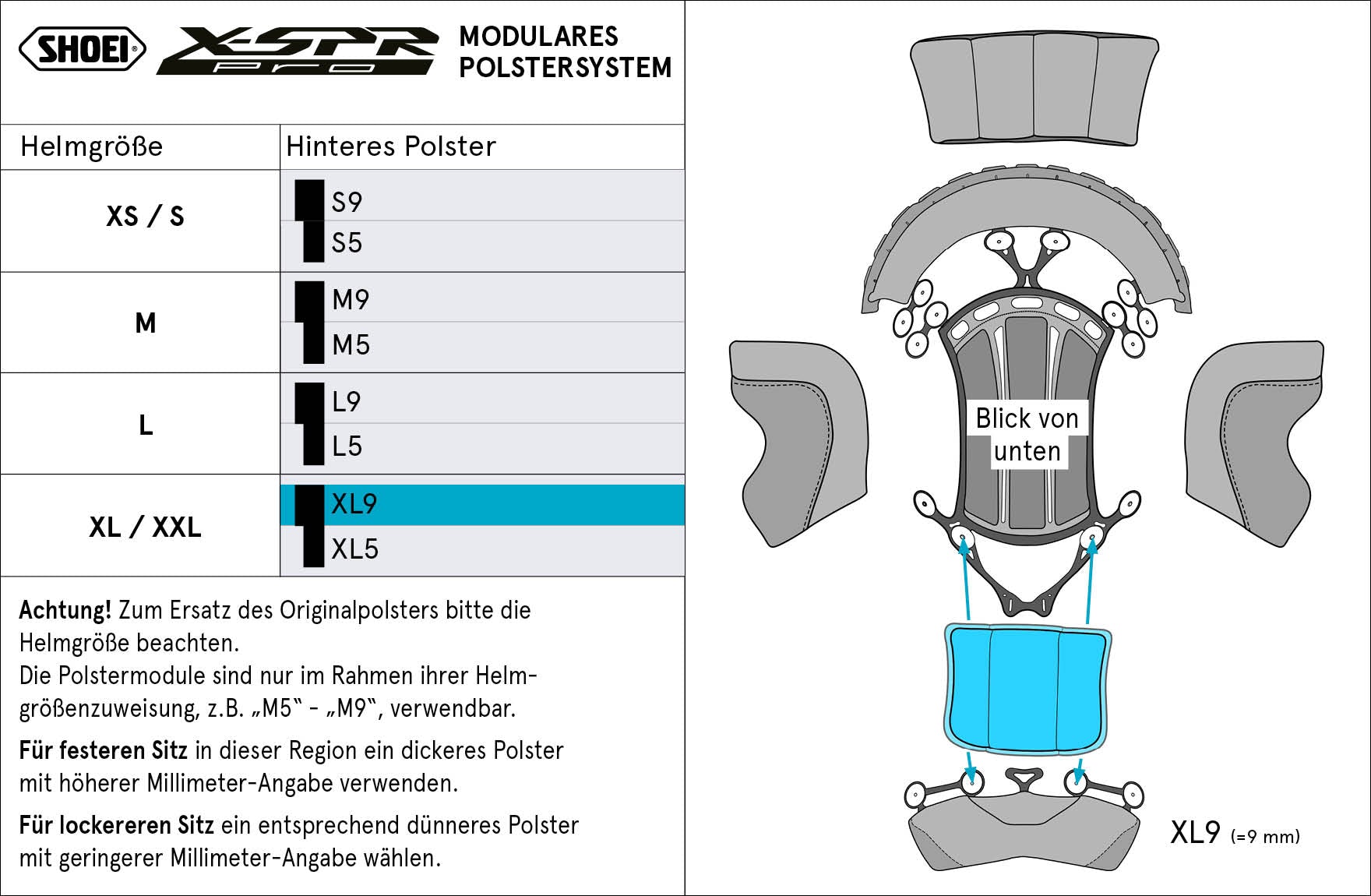 Shoei Arka Başlık XL9 (XPRO) Tip-P X-SPR PRO için 