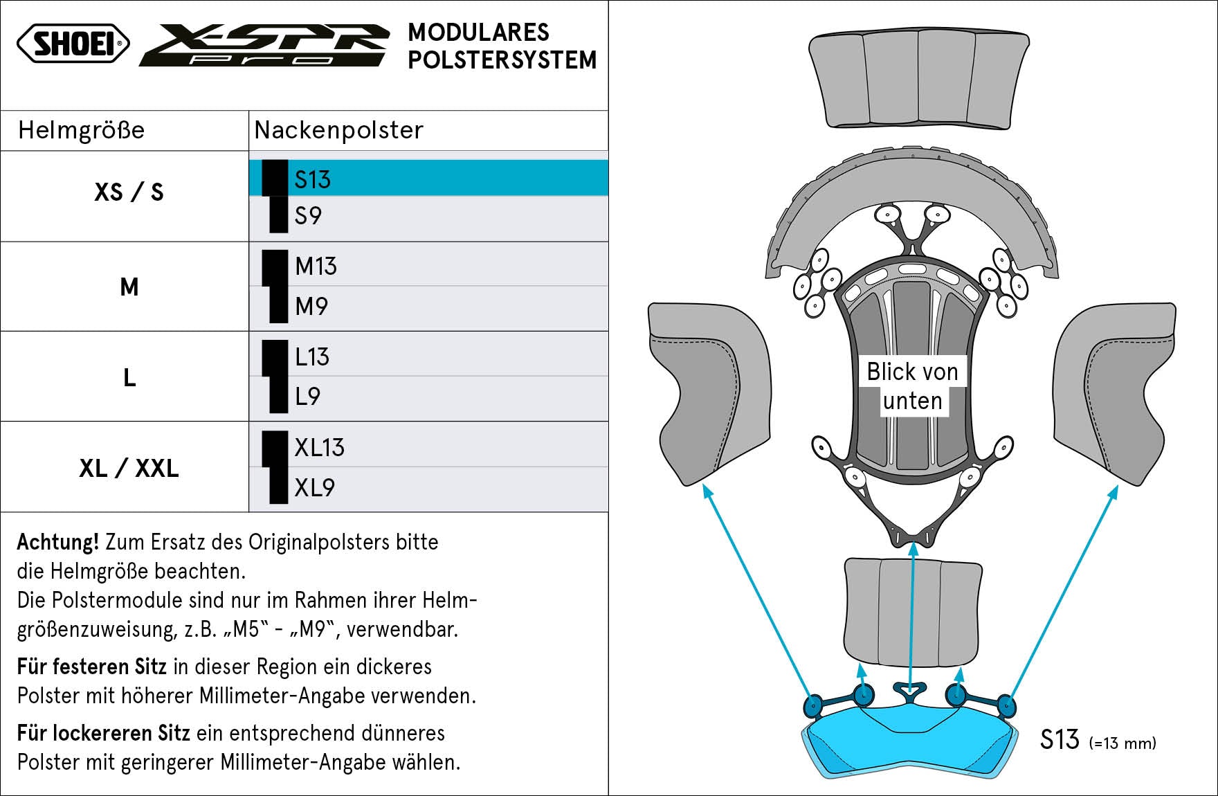 Shoei kafa yastığı boyun S13 (XPRO) Tip-P X-SPR PRO için 