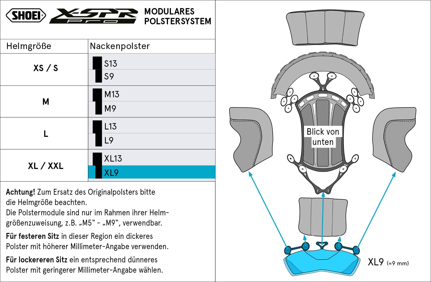 Shoei kafa yastığı boyun XL9 (XPRO) Tip-P için X-SPR PRO 
