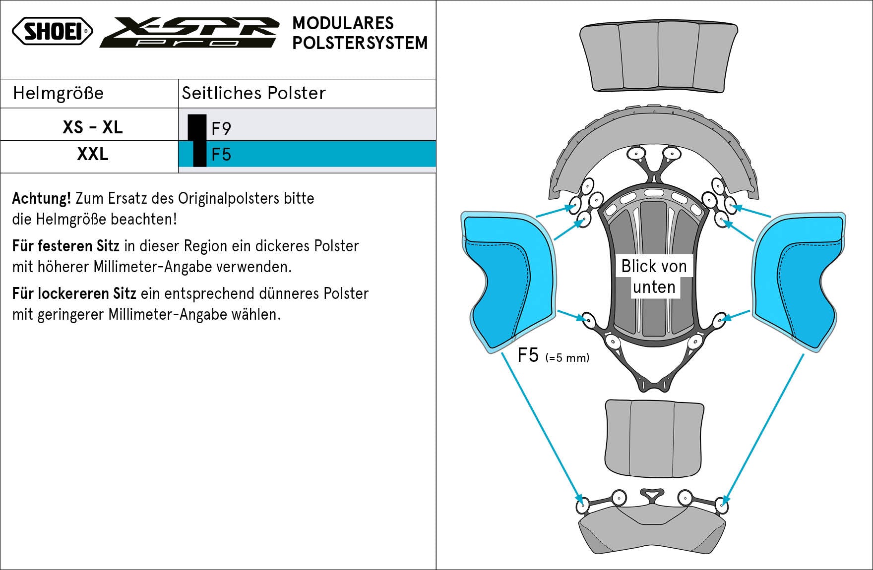 Shoei Başlık Yastığı Yan F5 (XPRO) Tip-P X-SPR PRO için 