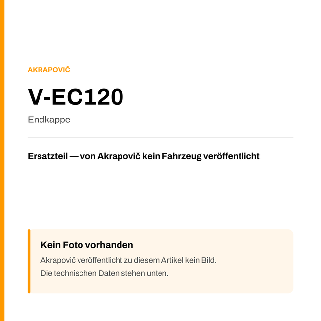 Akrapovic Endkappe V-EC120 — Platzhalter, kein Herstellerfoto verfügbar