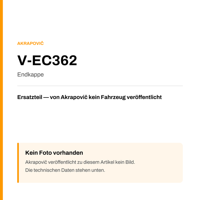 Akrapovic Endkappe V-EC362 — Platzhalter, kein Herstellerfoto verfügbar